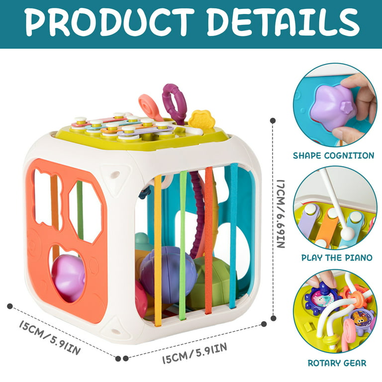 Baby Shape Sorter Toys Fun Activity Cube Colorful Montessori Shape