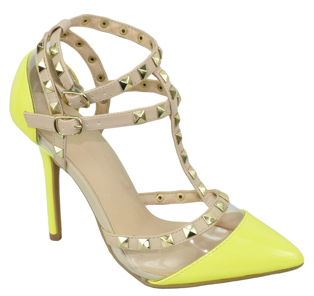 neon pointy heels