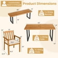 thumbnail image 3 of Costway 6PCS Patio Dining Table Set, Table with 4 Acacia Wood Armchairs & Backless Bench, 3 of 10