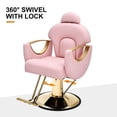 thumbnail image 6 of All Purpose Heavy Duty Reclining Hydraulic Barber Chair Hair Styling Beauty Salon Spa 360°Swivel Equipment(Pink & Gold), 6 of 18