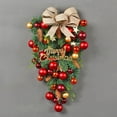 thumbnail image 4 of Christmas Stair Swag Wreath Cedar Pine Garland Real Touch Christmas Wreath with Red Bow Ball Front Door Wall Window Stairs Holiday Christmas Decoration 18 inch, 4 of 7