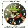 thumbnail image 3 of Creowell Frog Smile Military Uniform Theme Wall Clock 10 Inch Round 10x10in, 3 of 8