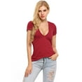 thumbnail image 5 of Zeagoo Women's Deep V T-Shirt Summer Short Sleeve Loose Casual Top, 5 of 9