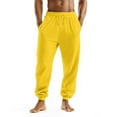 thumbnail image 2 of Mens Big and Tall Fleece Sweatpants Elastic Bottom with Pockets, Relaxed Fit for Lounge & Casual​ Yellow L, 2 of 8
