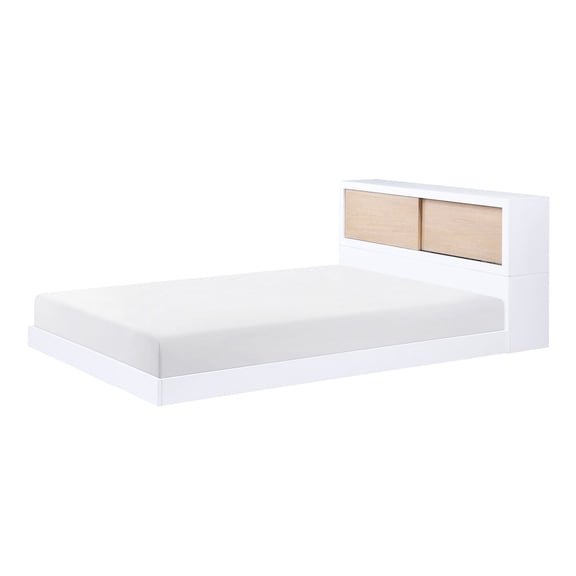Lexicon Asker Asian Hardwood Full Bookcase Bed in 2-Tone (White and Natural)