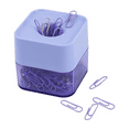 thumbnail image 1 of New Two-Color Paper Clips in Elegant Magnetic Frosted Square Clip Holder, 28mm, 130 Clips Per Box(Purple), 1 of 7