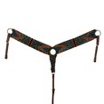 thumbnail image 3 of Showman Orange, Blue & Black Corded Mohair Single Ear Headstall & Breast Collar Set, 3 of 3