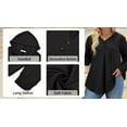 thumbnail image 6 of WellSize Hoodies for Women Plus Size Long Sleeve Lightweight Sweatshirts Button Tunic Fall Tops V Neck Pullover, 6 of 8