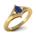 thumbnail image 2 of 0.19 Cts Marquise Blue Sapphire 925 Sterling Silver Gold Vermeil Three Stone Women Mother's Day Gift Ring, 2 of 3