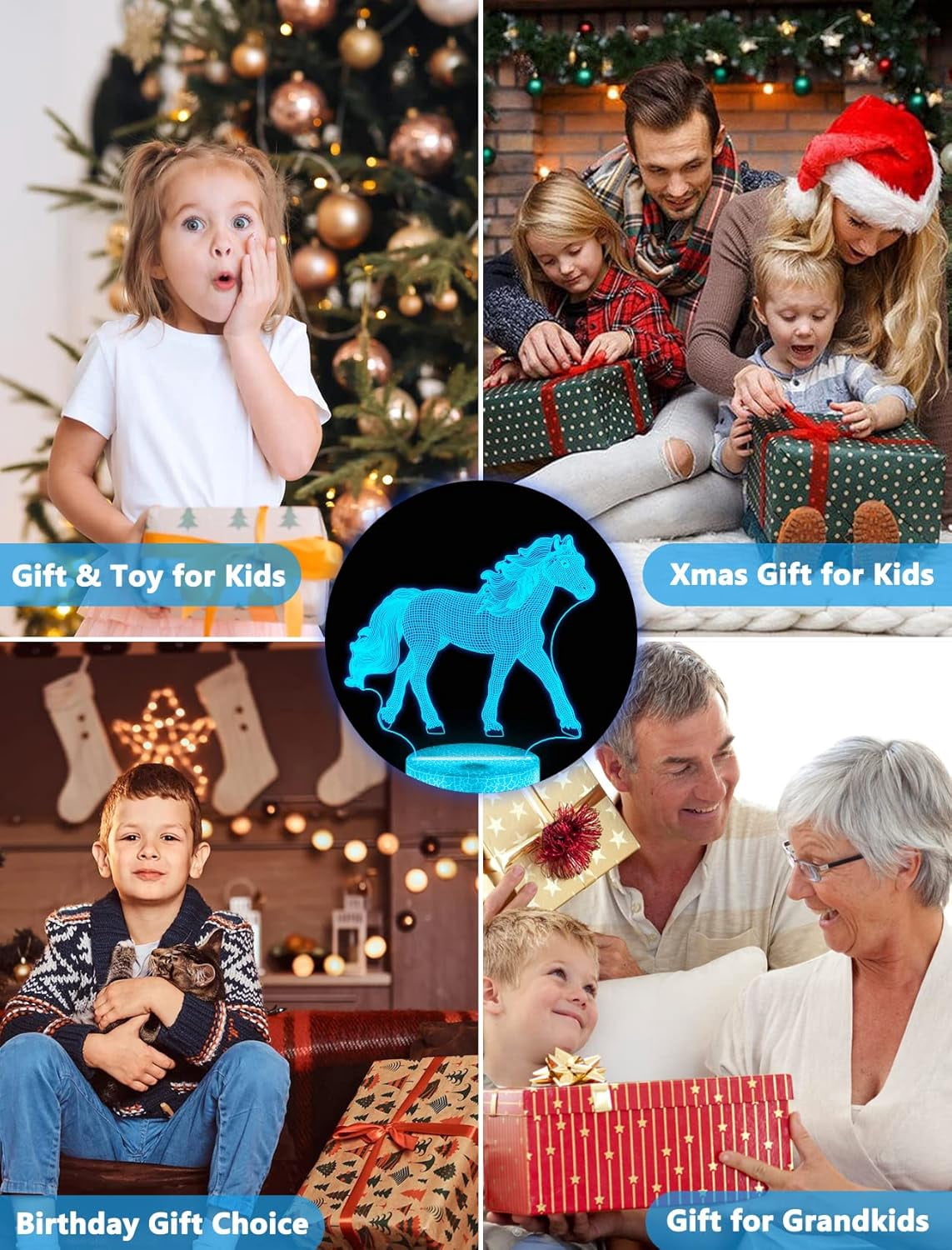 SHAANXIXIAN Horse Gifts for Girl, Horse 3D Night Lights for Kids Illusion Lamp 16 Colors Changing with Remote Birthday Gifts for Child Baby Boy and Girl