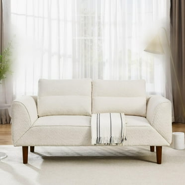 Modern Convertible Sleeper Sofa - Bouclé Fabric with Adjustable Armrests