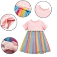 thumbnail image 2 of Qudderr Robe en Tulle pour Filles 2-7 Ans, Manches Courtes, Ligne A, Décontractée, Col Rond, Été, 2 of 9