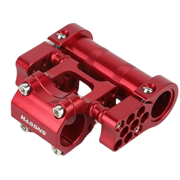 Potencia de manillar de bicicleta ajustable, doble potencia, CNC, diámetro 25,4 mm, montaje para MTB Rojo