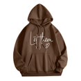 thumbnail image 1 of Bmisegm Sweatshirts à Capuche pour Femmes, Manches Longues, Imprimé Aztèque, Décontracté, Marron TG, 1 of 3