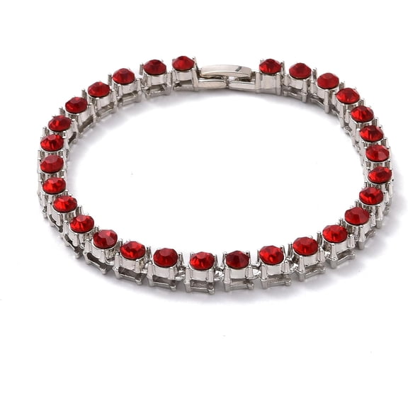 1Pc Men's Classic Rhinestone Tennis Bracelets Hip Hop Alloy Glass Rhinestone Bracelets Platinum 8-3/8 inch(21.2cm)