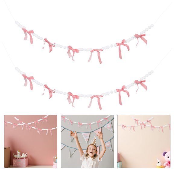 OUNONA 2Ud Banner De Guirnalda Rosa Con Para Ambientes Interiores Y Exteriores En Eventos