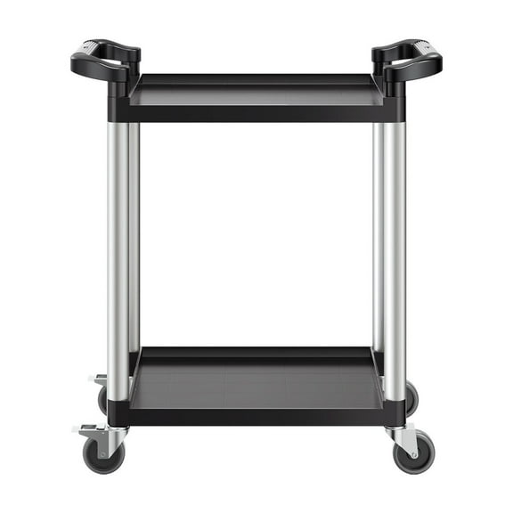 Heavy Duty Utility Cart 300 lb Capacity - 2-Tier Rolling Service Cart with Wheels - Mobile Storage for Home, Office, Garage