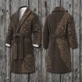 thumbnail image 2 of XIAOCHA Men's Viking Compass Print Robe Shawl Collar Tie Waist Long Sleeve Bathrobe Nightgown, 2 of 3