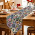 thumbnail image 2 of Colorful Floral Table Runner Linen Burlap Table Runner 72 Inches Long Modern Elegant Pastoral Art Flowers Dresser Scarves for Kitchen Island Coffee Dining Room Party Wedding Holiday Decor 14"x72", 2 of 8