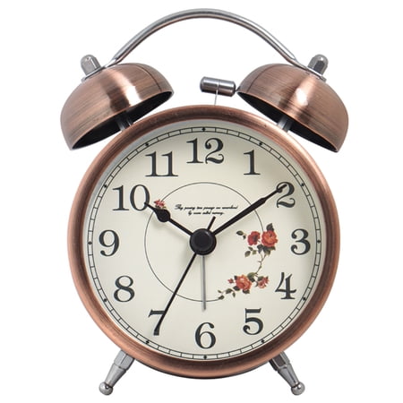 1pc 3 inch vintage metal quartz alarm clock, fluorescent digital desk clock, high volume ringtone, suitable for deep sleepers