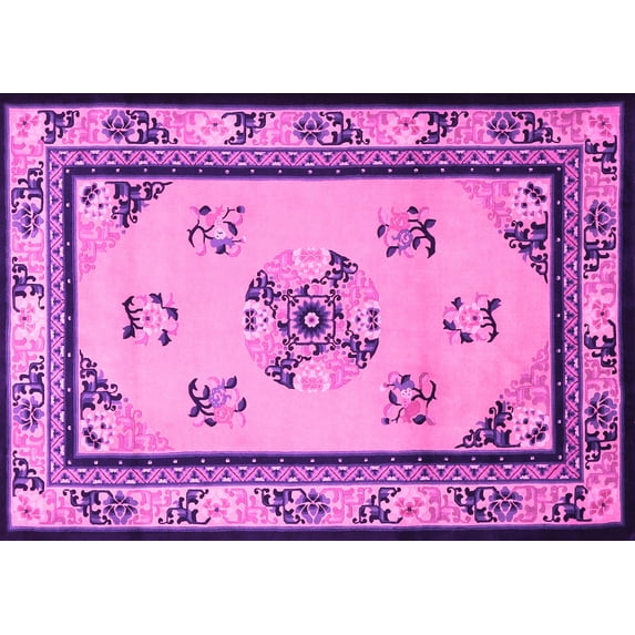 Ahgly Company Indoor Rectangle Oriental Pink Asian Inspired Area Rugs, 2' x 5'