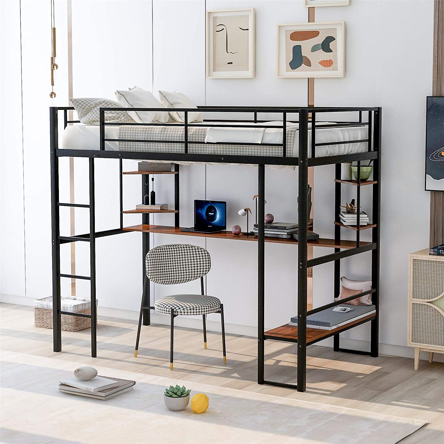 twin size loft bed with desk