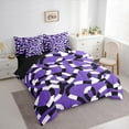 thumbnail image 3 of jejeloiu Abstract Geometric Lines Bedding Comforter Set 7 Pieces,Geometric Theme Full Bedding Set,Black White Purple Fitted Sheet Flat Sheet For Children,Breathable Home Decor Reversible, 3 of 8