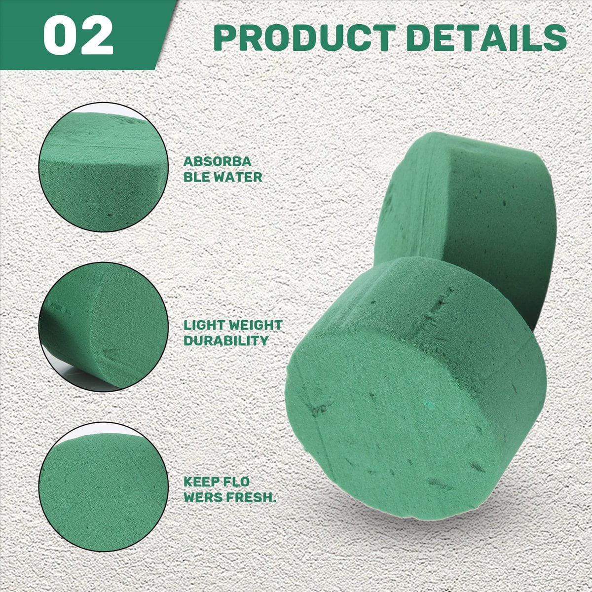 10Pcs Round Water Absorbing Floral Foam Brick for Wedding Aisle DIY Flower Arrangement