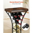 thumbnail image 3 of KFFKFF 15-Bottle Wine Rack, Freestanding Floor Stand with Glass Holder and Wooden Tabletop, Easy-to-Assemble Storage Solution for Home, Bar, Kitchen, Living Room, or Dining Room, Black, 3 of 9