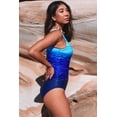 thumbnail image 2 of POGLIP Women's Blue Gradient Criss Cross Back One Piece Swimsuit, 2 of 6