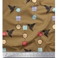 thumbnail image 1 of Soimoi Brown Rayon Fabric Architectural Frame & Paper Bird Art & Craft Print Fabric by the Yard 56 Inch Wide, 1 of 3