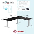 thumbnail image 2 of PROGRESSIVE DESK Bureau Debout en Forme L 78x72, Coin 3 Hauteur Réglable Bureau Exécutif Électrique - Chêne Ébène, Cadre White, 2 of 9