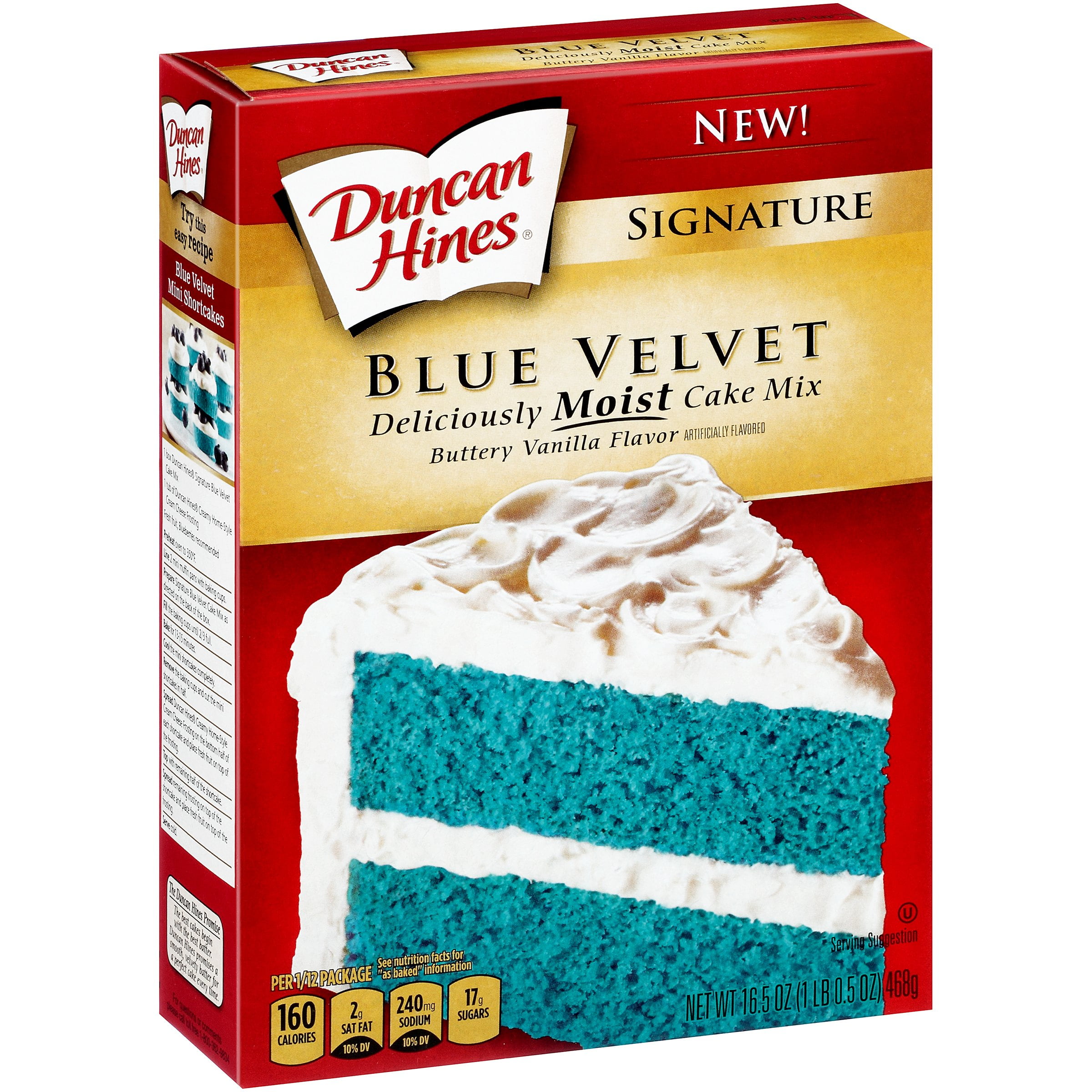 Duncan Hines Signature Blue Velvet Buttery Vanilla Flavor Cake Mix 16.5 oz. Box by Pinnacle