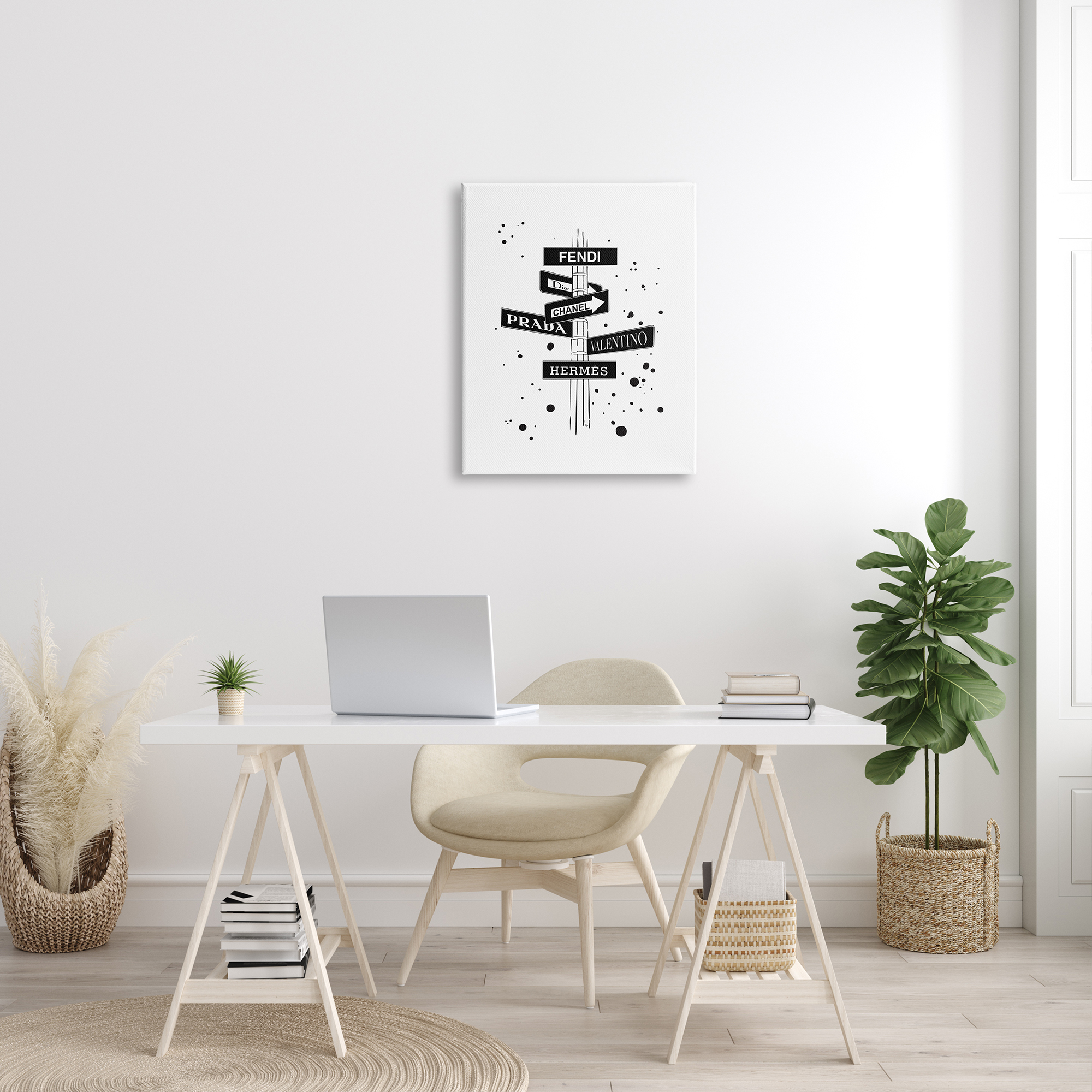 Stupell Industries Glam Fashion Road Signs Minimal Black Splatter, 24 x 30, Designed by Martina Pavlova