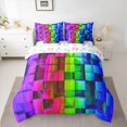 thumbnail image 2 of Manfei Modern Geometric Grid 7-Piece Twin Bedding Sets,3D Plaid Pattern Bedding Comforter Set,Multicolor Checkered Sheet Sets For Boys Kids,Microfiber Bedroom Decor Reversible, 2 of 8