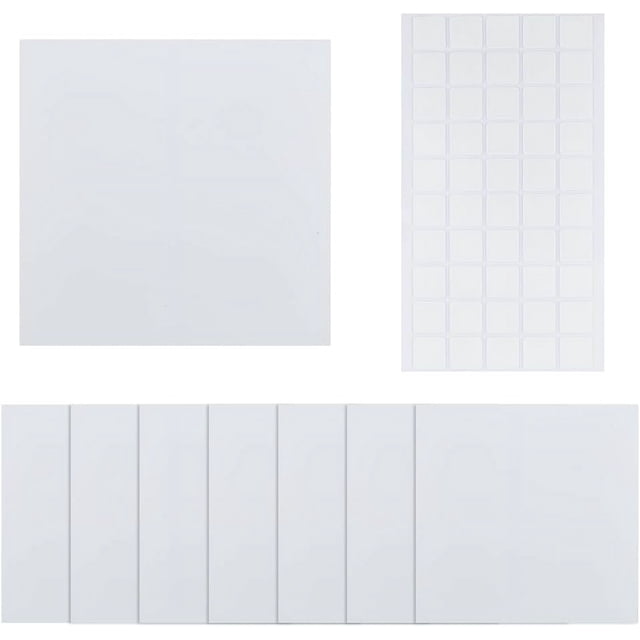 Placa plana de plástico de 8 piezas, cubierta de orificio de pared de 18 cm con 60 piezas de cinta adhesiva de doble cara, placa de cubierta a prueba de polvo, placa cuadrada esmerilada en blanco