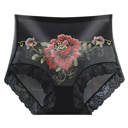 

3PC Womens Underwear Sexy Flower Stretch Embroidery High Waist Lace Bikini Soft Panty Women S Panties