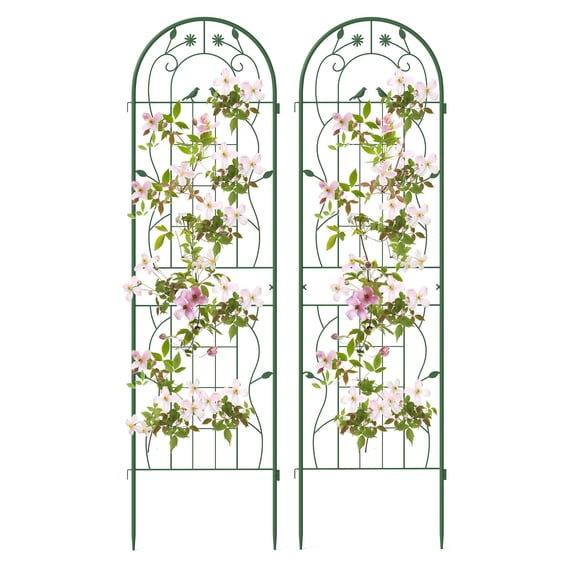 Costway 2 Pack Rustproof Metal Garden Trellis 71" x 20" Wire Lattice Panel for Patio Green