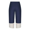 thumbnail image 4 of Fashion YLSDY Men's Linen Harem Capri Pants Color Block Lightweight 3/4 Shorts Drawstring Elastic Waist Casual Beach Yoga Trousers Dark Blue XXXXXL, 4 of 6