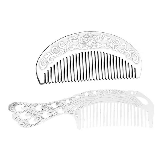 PBPBOX 2Pack Anti-static Beauty Comb for Hair Maintenance with Cupronickel-plated Silver for All Ages