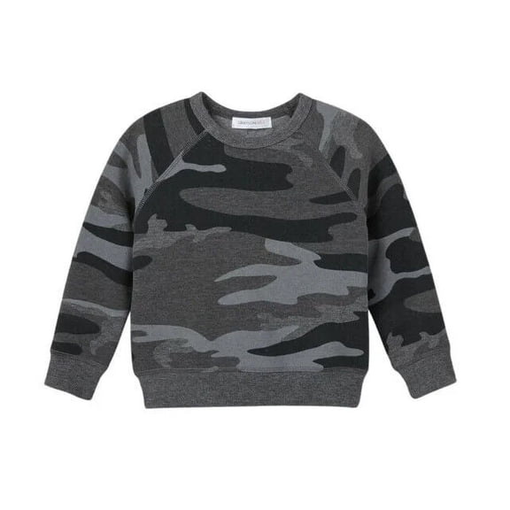 Grayson Mini Toddler Long Sleeve Sweatshirt Black Camouflage Print, 2T