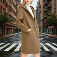 thumbnail image 6 of Girls Wool Blend Hooded Trench Coats Classic Buttons Peacoat Kids Long Sleeve Long Overcoat Outerwear with Pocket, 6 of 6