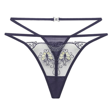 

Women s Panties Spring Summer Elegant Sexy Mesh Embroidery Thin Style Breathable Hollowed Out Low Waisted Thong Panties For Women