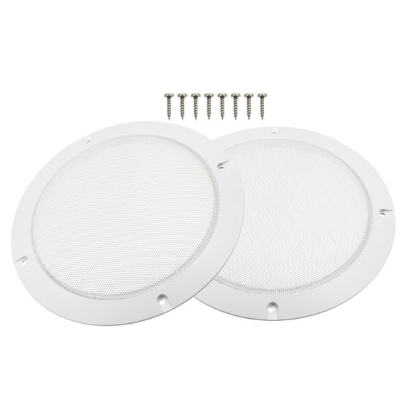 Unique Bargains 2Pcs 6.5" Car Metal Speaker Cover Mesh Subwoofer Grill Horn Guard with 8 Screws White