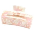 thumbnail image 3 of QinGoo Medium Rectangle Hair Claw Clip for Women Non-Slip Strong Hold Thick Hair Accessory 1 Count, 3 Inch, Pink, 3 of 6