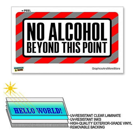 No Alcohol Beyond This Point - 12 in x 6 in - Laminated Sign Business Sticker