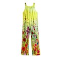 thumbnail image 2 of Imprimir overoles sueltos pierna ancha moda casual cómodo sin mangas impresión suelta mono para las mujeres amarillo M, 2 of 6