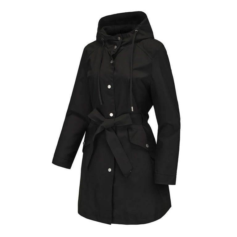 Long Sleeve Hooded Belt Windbreaker Jacket Long Sleeve Hooded Belt Windbreaker Jacket