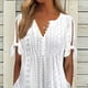 thumbnail image 3 of Vestido midi con cuello en V, pliegues y volantes de encaje para mujer - Mezcla de algodón, elegante y casual para fiestas y para el día a día, 3 of 8