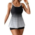 thumbnail image 2 of Womens 2025 Tankini Swimsuits Tummy Control Flowy Swimwear Two Piece Bathing Suits Swim Tank Top with Boyshorts Black & White S, 2 of 8